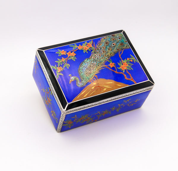 ALFRED DUNHILL Paris 1928 By Louis Kuppenheim Enameled Japonisme Box In 935 Sterling