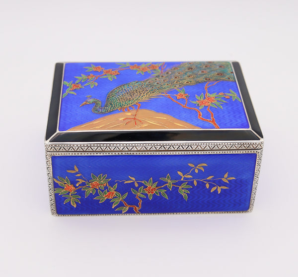 ALFRED DUNHILL Paris 1928 By Louis Kuppenheim Enameled Japonisme Box In 935 Sterling