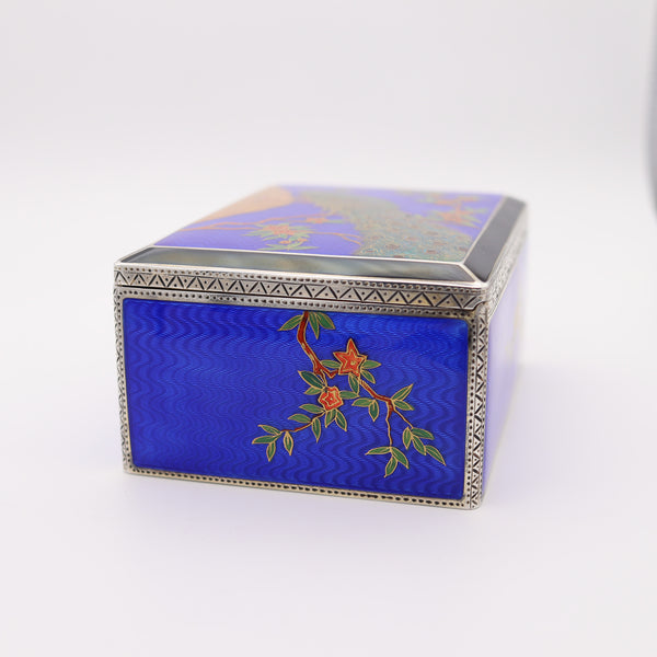 ALFRED DUNHILL Paris 1928 By Louis Kuppenheim Enameled Japonisme Box In 935 Sterling