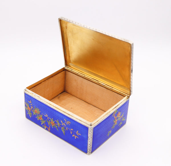ALFRED DUNHILL Paris 1928 By Louis Kuppenheim Enameled Japonisme Box In 935 Sterling
