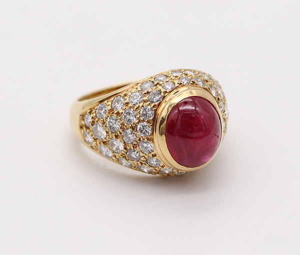 ADLER Geneva Cocktail Ring In 18Kt Yellow Gold With 6.13 Ctw In Diamonds & Ruby