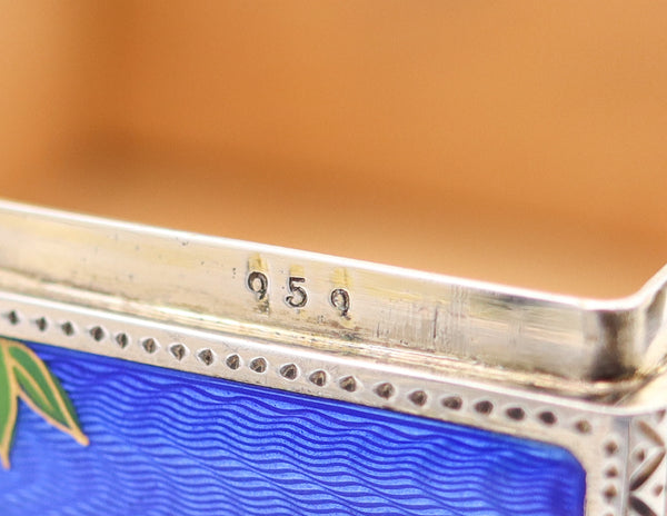 ALFRED DUNHILL Paris 1928 By Louis Kuppenheim Enameled Japonisme Box In 935 Sterling