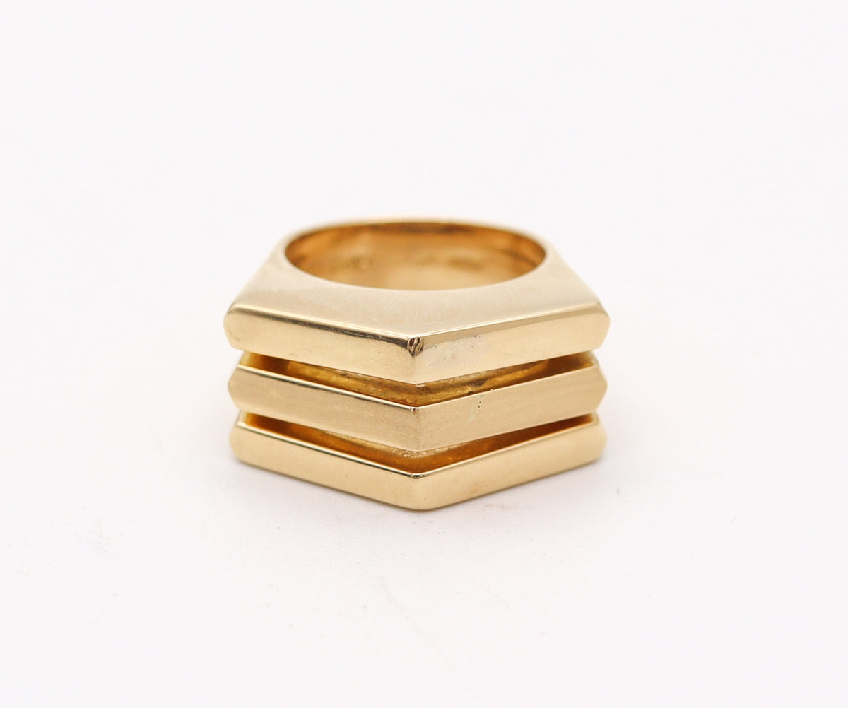 TIFFANY & CO. 1973 By Don Berg Geometric Sculptural Ring In 18Kt 