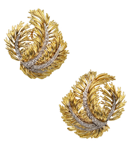 -Cartier 1960 Clips Earrings In 18Kt Yellow Gold With 1.76 Ctw In Diamonds