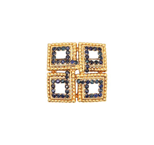 TIFFANY & CO. 1970 Squared Brooch In 18Kt Yellow Gold With 5.60 Ctw In Sapphires