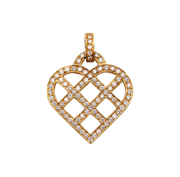 O. J. PERRIN Paris Geometric Heart Pendant in 18Kt Gold With 2.52 Ctw Diamonds