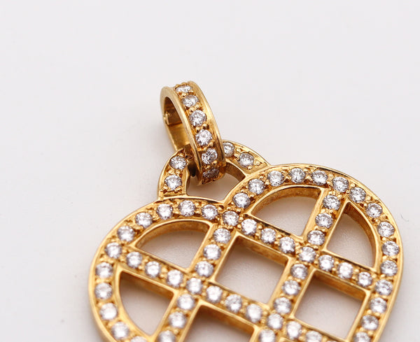 O. J. PERRIN Paris Geometric Heart Pendant in 18Kt Gold With 2.52 Ctw Diamonds