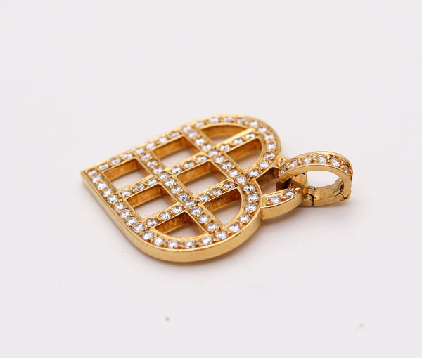 O. J. PERRIN Paris Geometric Heart Pendant in 18Kt Gold With 2.52 Ctw Diamonds