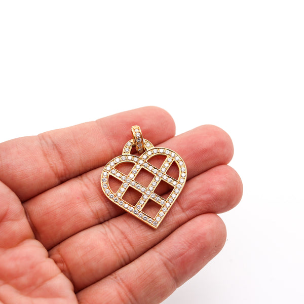 O. J. PERRIN Paris Geometric Heart Pendant in 18Kt Gold With 2.52 Ctw Diamonds