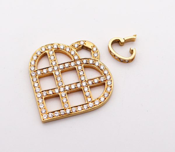 O. J. PERRIN Paris Geometric Heart Pendant in 18Kt Gold With 2.52 Ctw Diamonds