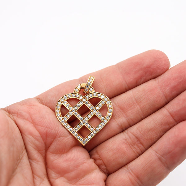 O. J. PERRIN Paris Geometric Heart Pendant in 18Kt Gold With 2.52 Ctw Diamonds