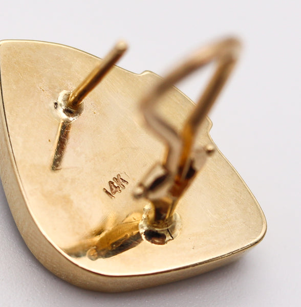 MODERNIST Clips-On Earrings In 14Kt Yellow Gold With Diamonds And Opals