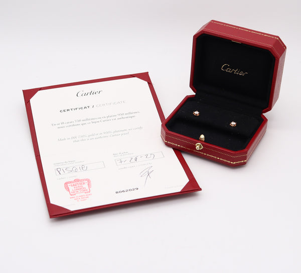 CARTIER Paris Gia Certified Studs Earrings 18Kt Gold With 0.50 Cts H VS 1 Diamonds