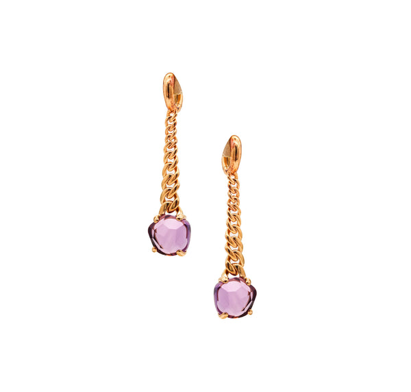 POMELLATO Dangle Drop Lola Earrings In 18Kt Yellow Gold With Purple Amethysts