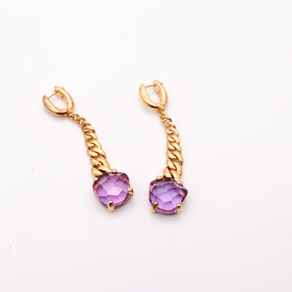 POMELLATO Dangle Drop Lola Earrings In 18Kt Yellow Gold With Purple Amethysts