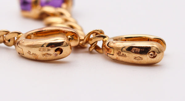 POMELLATO Dangle Drop Lola Earrings In 18Kt Yellow Gold With Purple Amethysts