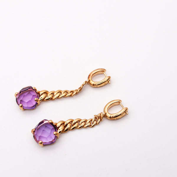 POMELLATO Dangle Drop Lola Earrings In 18Kt Yellow Gold With Purple Amethysts
