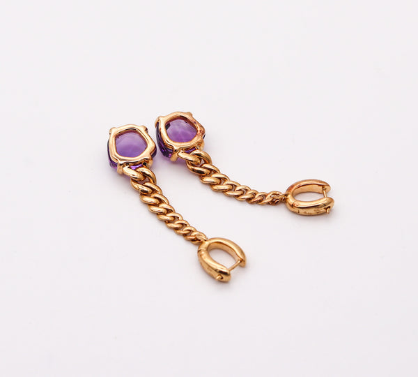 POMELLATO Dangle Drop Lola Earrings In 18Kt Yellow Gold With Purple Amethysts