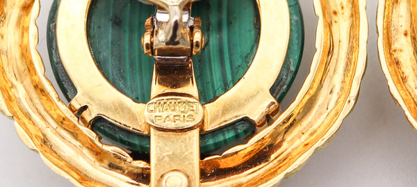 CHAUMET 1970 Paris Clips-On Earrings In 18Kt With 24.96 Cts In Diamonds & Malachite