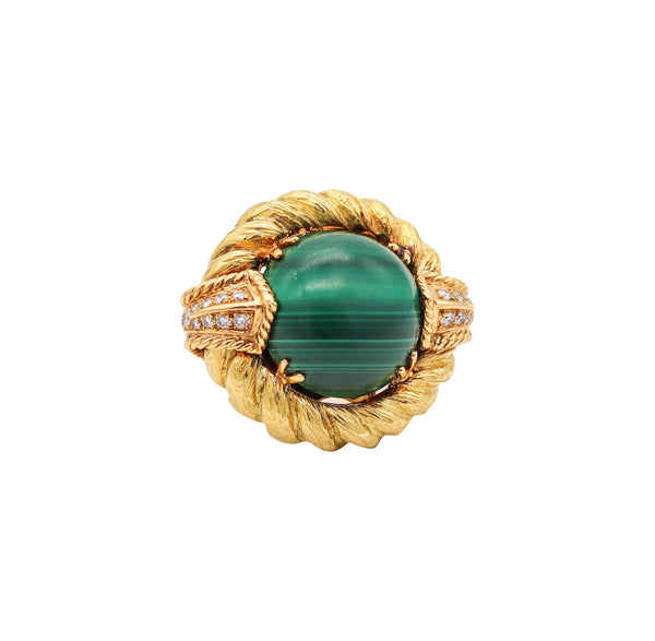 CHAUMET 1970 Paris Cocktail Ring In 18Kt With 15.70 Cts In Diamonds And Malachite