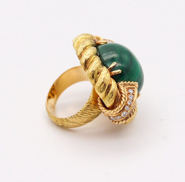 CHAUMET 1970 Paris Cocktail Ring In 18Kt With 15.70 Cts In Diamonds And Malachite