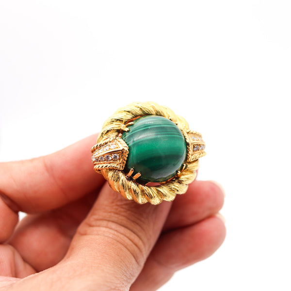 CHAUMET 1970 Paris Cocktail Ring In 18Kt With 15.70 Cts In Diamonds And Malachite