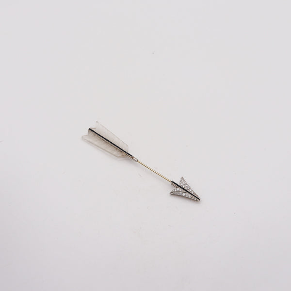 GRAYSON & SON 1924 Art Deco Arrow Jabot In Platinum 18Kt Diamonds & Onyxes