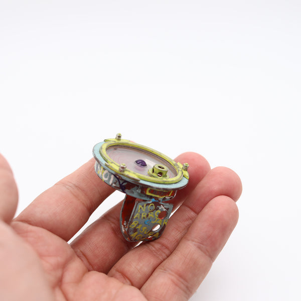 CHRISTIAN QUICENO 2017 Conceptual Sculptural Ring In Recycled Materials