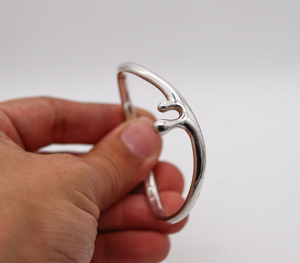 -Angela Cummings 1995 Studio Twisted Sculptural Bangle In .925 Sterling Silver