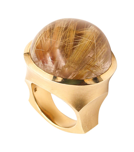 ANN ZIFF Tamsen Z Sculptural Artist Ring In 18Kt Yellow Gold With Rutilated Quartz
