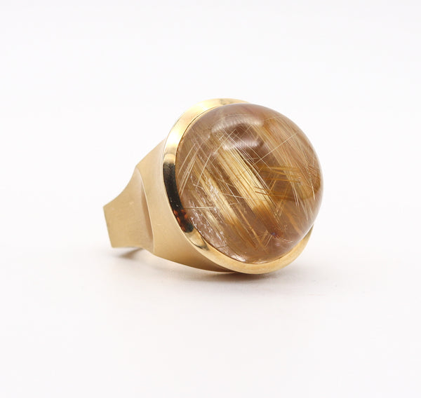 ANN ZIFF Tamsen Z Sculptural Artist Ring In 18Kt Yellow Gold With Rutilated Quartz