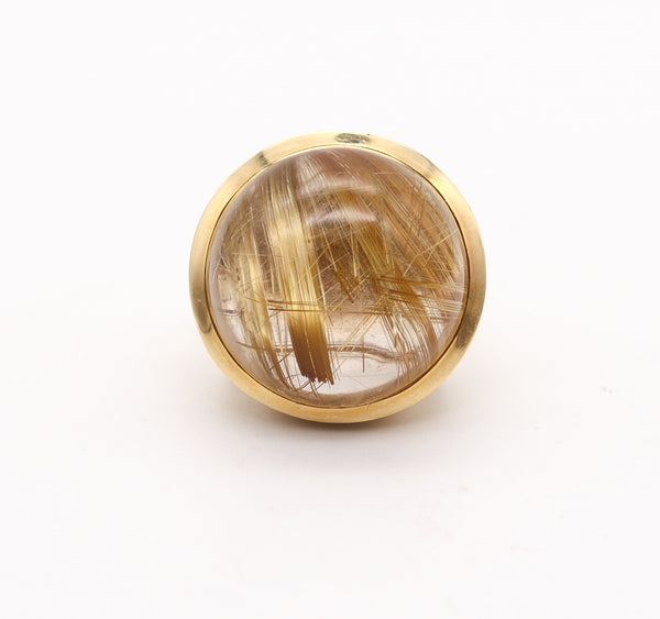 ANN ZIFF Tamsen Z Sculptural Artist Ring In 18Kt Yellow Gold With Rutilated Quartz