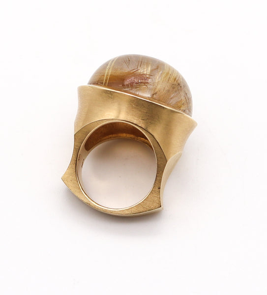 ANN ZIFF Tamsen Z Sculptural Artist Ring In 18Kt Yellow Gold With Rutilated Quartz
