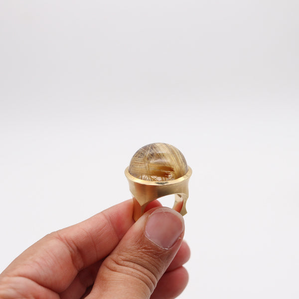 ANN ZIFF Tamsen Z Sculptural Artist Ring In 18Kt Yellow Gold With Rutilated Quartz