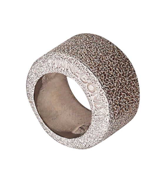 -Pianegonda Sculptural Band Ring In Solid Textured .925 Sterling Silver
