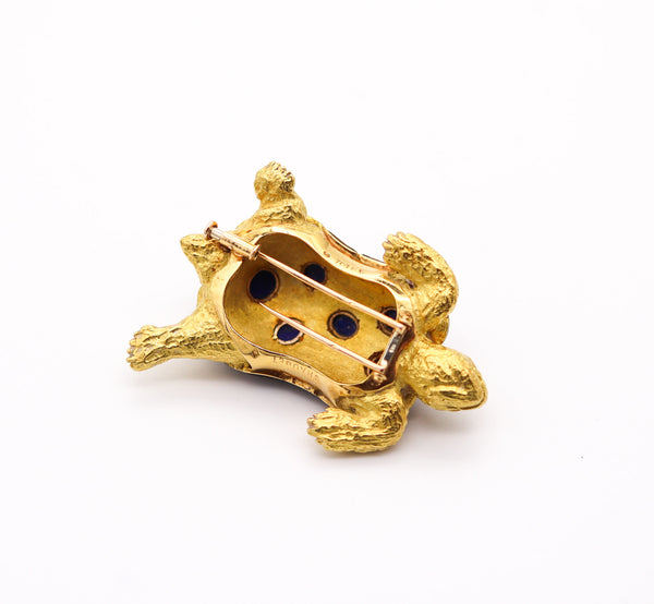 CHAUMET Paris 1960 Turtle Brooch In 18Kt Yellow Gold With Diamonds & Lapis Lazuli