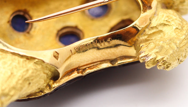 CHAUMET Paris 1960 Turtle Brooch In 18Kt Yellow Gold With Diamonds & Lapis Lazuli