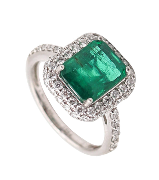 SHEFFIELD'S & SONS Cocktail Ring In 18Kt Gold With 4.00 Ctw In Emerald And Diamonds