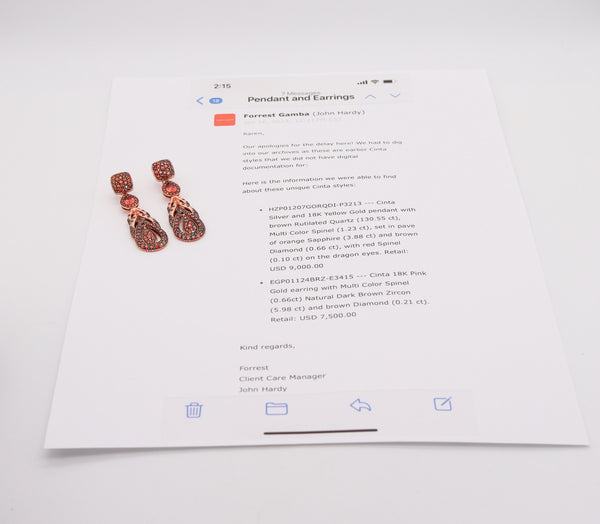 -John Hardy Cinta Dangle Earrings In 18Kt Gold With Spinel Zircon And Diamonds