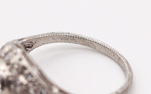 LAMBERT BROTHERS 1925 Art Deco Ring In Platinum With European Cut Diamonds