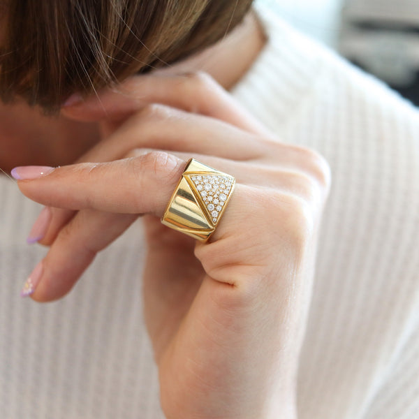MARINA B. 1978 Milano Triangoli Ring In 18Kt Yellow Gold With 1.05 Ctw Diamonds