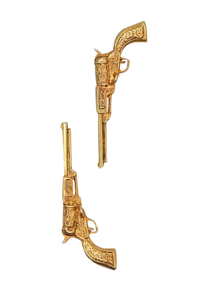 -Wust & Co. 1915 Art Deco Pistol Cufflinks In 18Kt Gold With Fitted Box