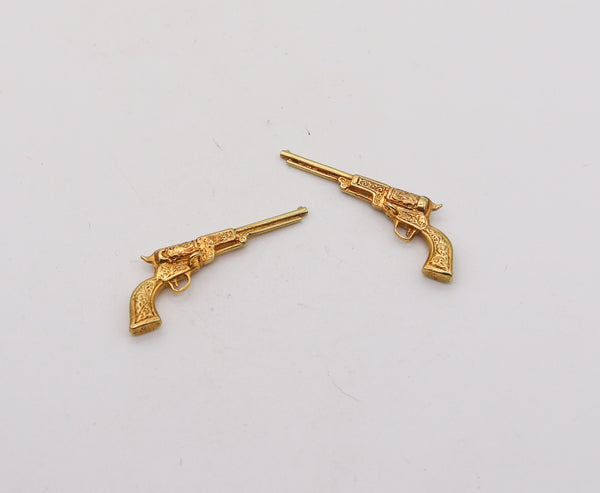 -Wust & Co. 1915 Art Deco Pistol Cufflinks In 18Kt Gold With Fitted Box