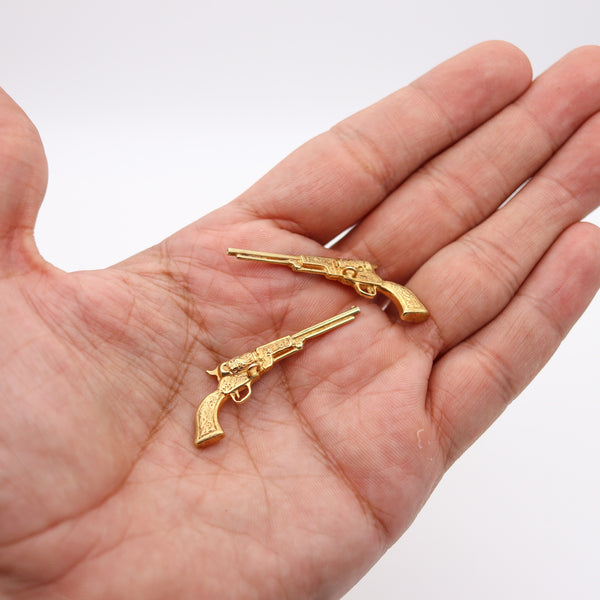 -Wust & Co. 1915 Art Deco Pistol Cufflinks In 18Kt Gold With Fitted Box