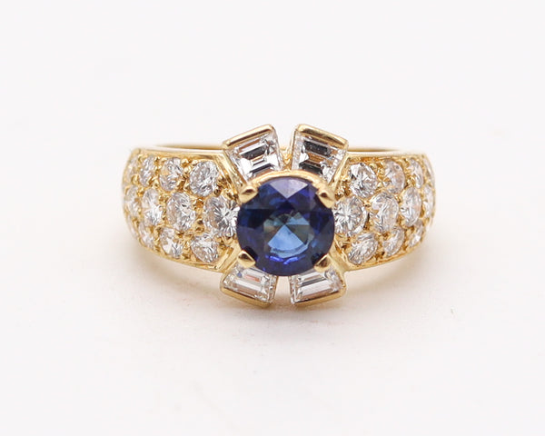 VAN CLEEF & ARPELS Cocktail Ring 18Kt Gold With 2.87 Ctw Diamonds Sapphire