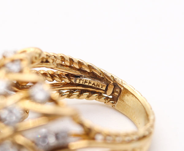 TIFFANY & CO. 1960 Cocktail Ring In 18Kt Gold With 2.89 Ctw Emerald And Diamonds