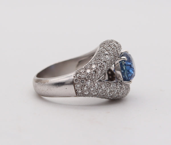 MAUBOUSSIN Paris Cocktail Ring In 18Kt Gold With 6.58 Ctw Sapphire & Diamonds