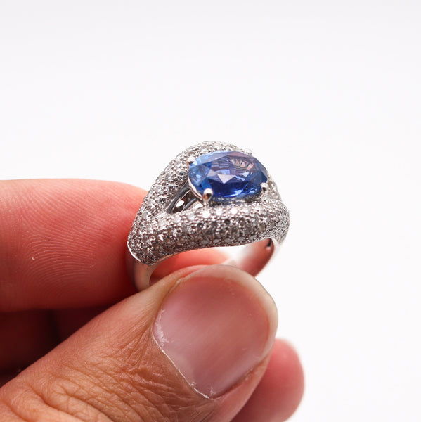 MAUBOUSSIN Paris Cocktail Ring In 18Kt Gold With 6.58 Ctw Sapphire & Diamonds