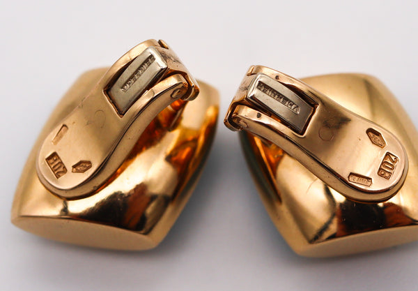 VHERNIER Milano Plateau Clips-On Earrings In Solid 18Kt Yellow Gold With Blue Quartz