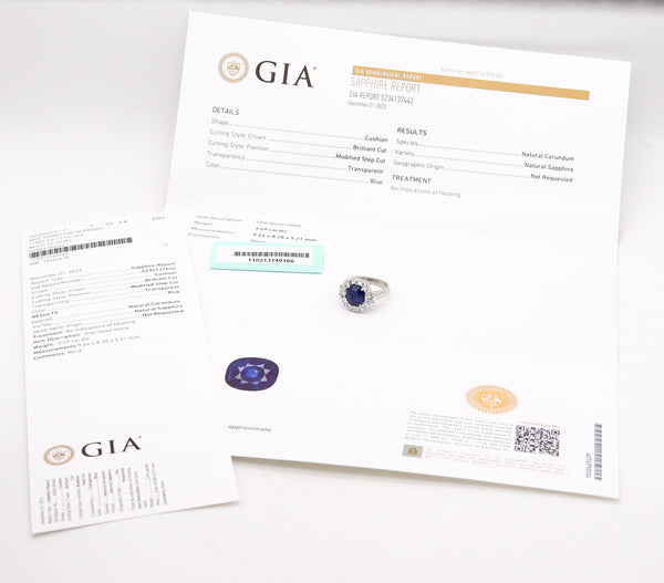 -Gia Certified Cocktail Ring In Platinum With 5.79 Ctw In Sapphire And Diamonds